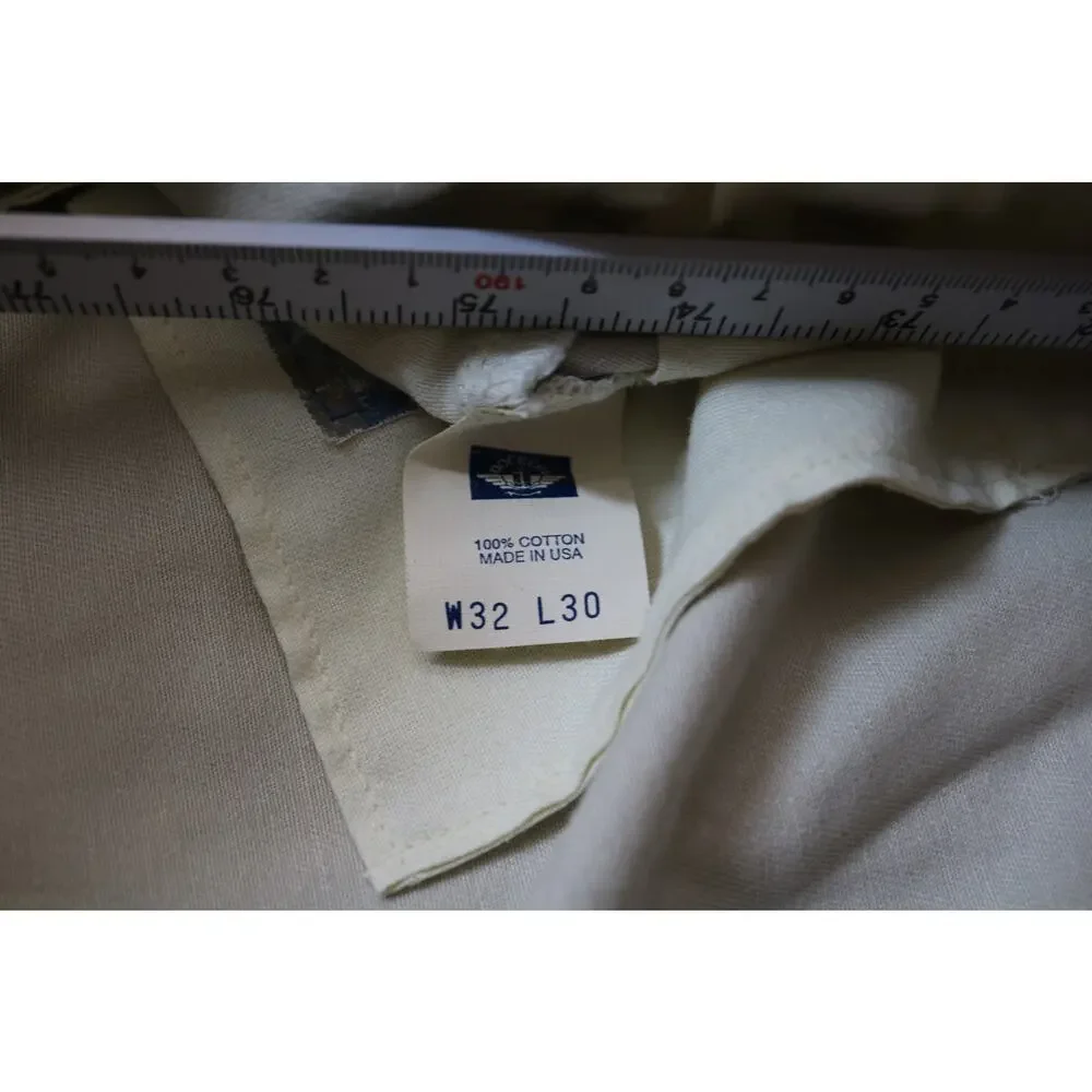 DOCKERS Pleated Khakis Men 32x30 Beige 100 Cotton Classic No Wrinkle Made In USA - Picture 13 of 15